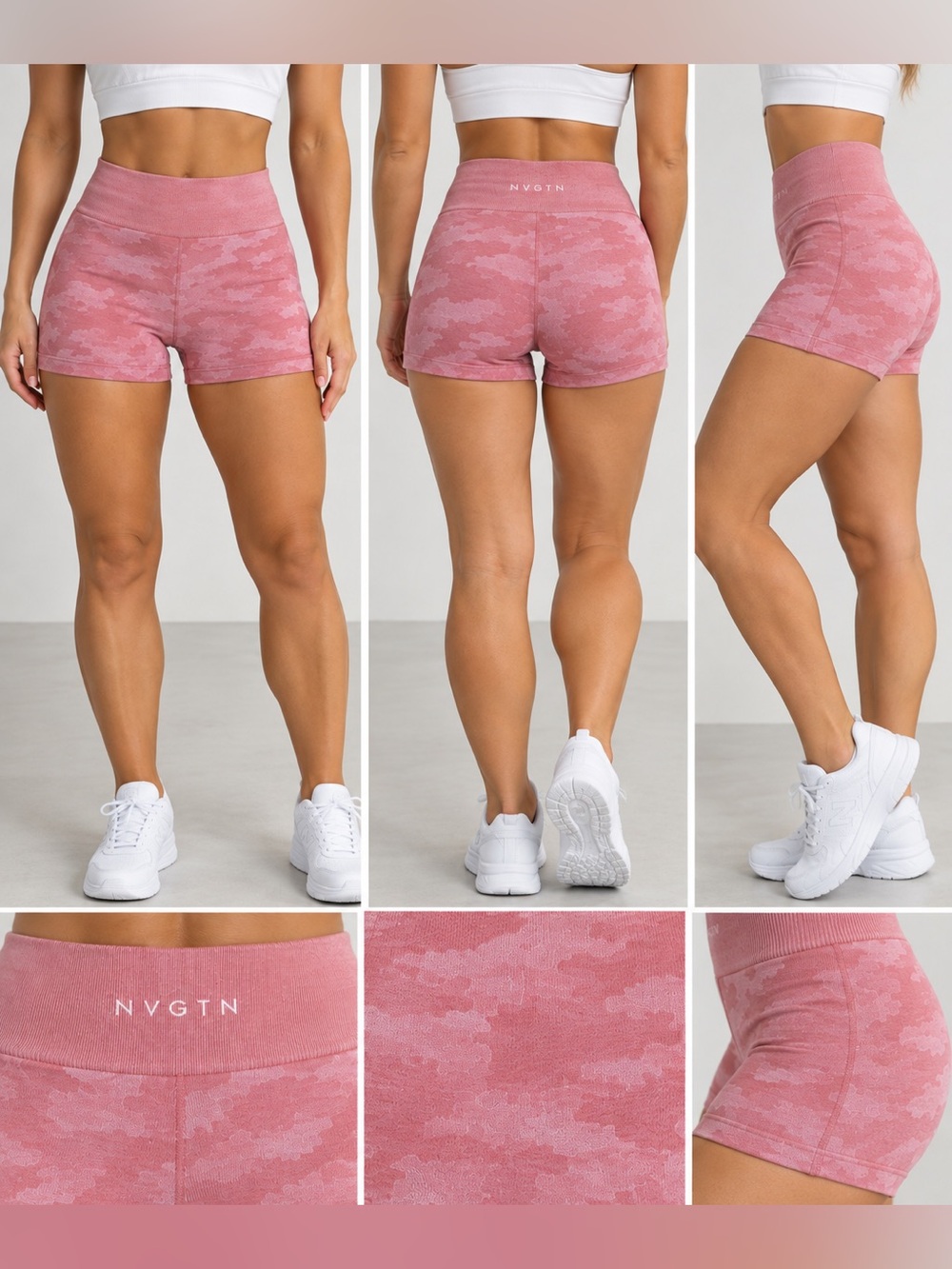 NVGTN Pink Camo Seamless Shorts Women’s Small S Stretchy Activewear
